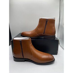 Alfani Men's Brown Liam Round Toe Pull On Side Zip Boots NWB